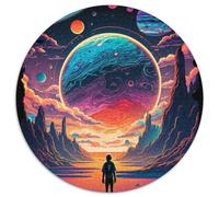 Puzzle 1000 pièces pour Adultes, Exploration de planètes colorées, Puzzle Rond 1000 pièces pour Adultes, pour Les Vacances et décoration d'intérieur, 67,5 x 67,5 cm