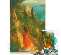 Puzzle 1000 pièces pour Adultes Éze Côte d'Azur, Jeu Impossible, décoration intérieure, pour Toute la Famille 38x26cm