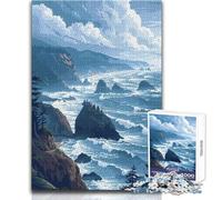 Puzzle 1000 pièces pour Adultes - Falaises de l'océan Pacifique Nord-Ouest - Jeu éducatif Pixel Art - Défi Difficile - Anti-Stress - Dimensions:38x26cm