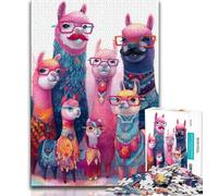 Puzzle 1000 pièces pour Adultes Famille d'alpagas Jouets addictifs pour la décoration de la Maison 26x38cm