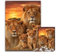 Puzzle 1000 pièces pour Adultes, Famille de Lions africains, Jouets éducatifs et éducatifs, idéal comme Cadeau pour Toute la Famille à partir de 14 Ans, 50x75cm