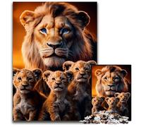 Puzzle 1000 pièces pour Adultes Famille de Lions Puzzle en Bois pour Les Anniversaires, Les Vacances et Noël 50x75cm