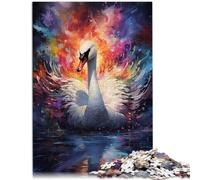 Puzzle 1000 pièces pour Adultes Fantaisie d'un Cygne Blanc Compétition de Vitesse à la Main 26x38cm Améliorer l'amour Entre Les Couples pour Les 14 Ans et Plus