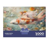 Puzzle 1000 Pièces pour Adultes Fantasy Artwork Girl with Fish Puzzle Casse-tête Jeu De Réflexion Cadeau pour Femmes Difficile Et Stimulant 52x38cm/1000pcs
