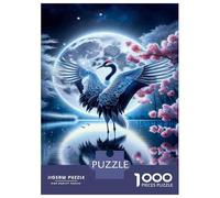 Puzzle 1000 Pièces pour Adultes Fantasy Crane with Full Moon Puzzle Casse-tête Difficile, Idéal comme Cadeau pour Toute La Famille 70x50cm/1000pcs