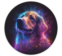 Puzzle 1000 pièces pour Adultes Fantasy Dog Puzzle Rond 1000 pièces Idéal Cadeau de Vacances et décoration d'intérieur 67,5 x 67,5 cm