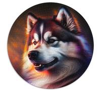 Puzzle 1000 pièces pour Adultes Fantasy Dog Puzzle Rond 1000 pièces Idéal Cadeau de Vacances et décoration d'intérieur 67,5 x 67,5 cm