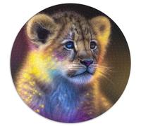 Puzzle 1000 pièces pour Adultes Fantasy Lion 1000 pièces Puzzle Rond Cadeaux Activité éducative pour Les compétences cognitives Amélioration des compétences cognitives 67,5 x 67,5 cm