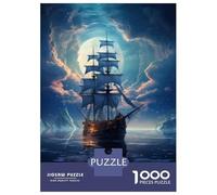 Puzzle 1000 Pièces pour Adultes Fantasy Sailing Ship Art Print Puzzles pour Adultes - Jeux Anti-Stress - Idéal pour Se Détendre À La Maison - Un Défi À Relever 52x38cm/1000pcs
