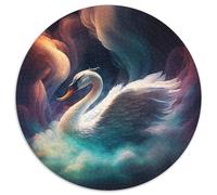 Puzzle 1000 pièces pour Adultes Fantasy Swan Puzzle Rond 1000 pièces pour Les fêtes et décoration d'intérieur 67,5 x 67,5 cm