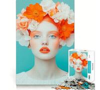 Puzzle 1000 pièces pour Adultes Femme à la Couronne de Fleurs Jeu de mémoire et de réflexion de qualité supérieure,découpé au Laser Exercice Mental Calme à Faire à la Maison (38x26cm)