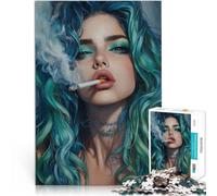 Puzzle 1000 pièces pour Adultes Femme Accro au Tabac Compétition de Vitesse Manuelle Jeu éducatif pour Anniversaire, Noël 38x26cm