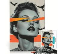 Puzzle 1000 pièces pour Adultes Femme aux Oiseaux et aux Rayures 50x75cm Jeu de mémoire et de réflexion de qualité supérieure,découpé au Laser Un Moment de Calme et d'exercice Mental à Faire