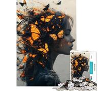 Puzzle 1000 pièces pour Adultes Femme aux Papillons Jeu de Construction Complexe Défi Difficile Idéal pour Un Anniversaire ou Noël (Dimensions 38x52cm)