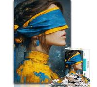 Puzzle 1000 pièces pour Adultes, Femme aux Yeux bandés, Jeu intellectuel, avec pièces entièrement emboîtables de Formes aléatoires, à partir de 14 Ans, 38x26cm