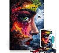 Puzzle 1000 pièces pour Adultes Femme avec Un Regard paysager Jeu de réflexion et d'exercice Ajustement Parfait Activité de Partage et de renforcement des Liens familiaux (38x26cm)