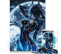 Puzzle 1000 pièces pour Adultes Femme cornue céleste avec Fond de Lune Découpe précise Jeu de réflexion et de détente Cadeau Artistique de Noël (38x52cm)