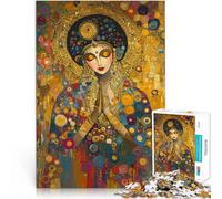 Puzzle 1000 pièces pour Adultes Femme dorée en prière Fait de Bois pour Les 14 Ans et Plus Jeux éducatifs Décoration d'intérieur Cadeaux du Père Noël Secret。Taille:50x75cm/19.68x29.52pouce