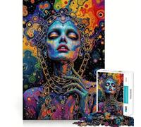 Puzzle 1000 pièces pour Adultes Femme enchaînée Art psychédélique Découpe précise Jeu de réflexion Jeu de détente Cadeau Artistique de Noël (38x52cm)