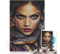 Puzzle 1000 pièces pour Adultes Femme et Serpent Fait de Bois pour Les 14 Ans et Plus Jeu de décoration d'intérieur Bon Cadeau。Taille:50x75cm/19.68x29.52pouce