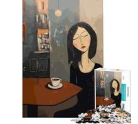 Puzzle 1000 pièces pour Adultes Femme prenant Un café dans Un café Style Amedeo Modigliani Jeu éducatif Jeu Familial Une œuvre d'art pour Les Amateurs de Jeux (Dimensions 75x50cm)