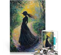 Puzzle 1000 pièces pour Adultes Femme sur Un Chemin forestier Séjour Anti-Stress pour Tuer Le Temps Jeu de défi Unique 52x38cm