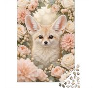 Puzzle 1000 pièces pour Adultes, Fennec Fox Surrounded by Flowers