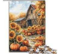 Puzzle 1000 pièces pour Adultes Ferme Citrouille Tournesol, pour Les 14 Ans et Plus, Jeu éducatif, défi, Jouet, Cadeau d'anniversaire (Taille 26x38cm)