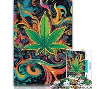 Puzzle 1000 pièces pour Adultes Feuilles de Cannabis 1000 pièces pour Adultes, Interaction Parent-Enfant intéressante pour réduire Le Stress (Taille 75x50cm)
