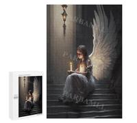 Puzzle 1000 pièces pour Adultes - Fille aux Ailes Blanches Tenant Une Bougie - Un Jeu Amusant et interactif pour Toute la Famille, idéal pour la décoration intérieure ou comme Cadeau - 38 x 52 cm