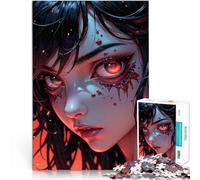 Puzzle 1000 pièces pour Adultes Fille d'anime avec des Larmes de Sang Jeu intellectuel est idéal comme Cadeau pour Toute la Famille 52x38cm