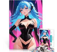 Puzzle 1000 pièces pour Adultes Fille d'anime en Corset en Latex Noir Casse-tête pour Offrir en Cadeau à Toute la Famille 75x50cm