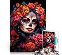 Puzzle 1000 pièces pour Adultes Fille du Jour des Morts Fait de Bois，pour Les 14 Ans et Plus Réduction du Stress intéressante Cadeaux d'anniversaire。Taille：50x75cm/19.6x29.5pouce
