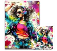 Puzzle 1000 pièces pour Adultes, Fille Musicale, Puzzle en Bois, Jeu pour Adultes, Cadeau, Jeu interactif Familial, défi cérébral, Cadeau 50x75cm