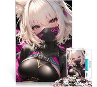 Puzzle 1000 pièces pour Adultes Fille Ninja Anime avec des Oreilles de Chat Jeu intellectuel Jouets de décoration pour la Maison 26x38cm