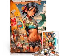 Puzzle 1000 pièces pour Adultes Fille surfeuse avec des Tatouages Jouet éducatif Anti-Stress Idées Cadeaux 38x26cm