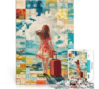 Puzzle 1000 pièces pour Adultes Fille Valise Horizon Jeux éducatifs Décoration d'intérieur Cadeau pour Les Anniversaires 50x70cm