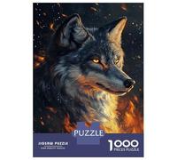Puzzle 1000 Pièces pour Adultes Flame Wolf Puzzle Adulte, Jouet, Décoration Murale, Cadeau d'anniversaire Unique 52x38cm/1000pcs