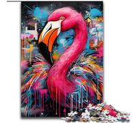 Puzzle 1000 pièces pour Adultes Flamingo Graffiti Puzzles Difficiles pour Adultes Idéal pour Les Amoureux, Cadeau Parfait pour Noël, Nouvel an, Saint-Valentin Taille : 38x26cm