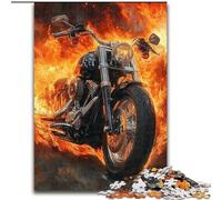 Puzzle 1000 pièces pour Adultes Flamme Moto Puzzles Adultes 1000 pièces Noël Halloween Fête des Mères Nouvel an Pâques Cadeau 26X38CM