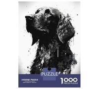 Puzzle 1000 Pièces pour Adultes Flat Coated Retriever Ink Puzzle pour Adultes - Découpe De Précision - Jeu Difficile Et Stimulant - Jeu Intellectuel 52x38cm/1000pcs