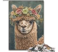 Puzzle 1000 pièces pour Adultes Fleur Alpaga, Jouet éducatif idéal comme Cadeau pour Toute la Famille à partir de 14 Ans (Taille 26x38cm)