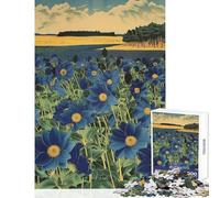 Puzzle 1000 pièces pour Adultes Fleur Bleue Ajisai Impossible Game Apprentissage Éducatif Jouet éducatif Liste de souhaits avec Le Père Noël (38x26cm)