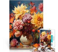 Puzzle 1000 pièces pour Adultes Fleurs d'automne Défi Difficile pour soulager Le Stress Convient pour la décoration de Bureau 52x38cm