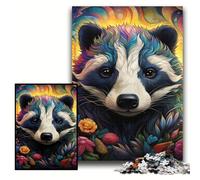 Puzzle 1000 pièces pour Adultes Fleurs de Blaireau à Miel Puzzles pour Adultes 50x75cm Jeu Familial créatif et décoration d'intérieur, Cadeau de Noël idéal pour Les Adolescents