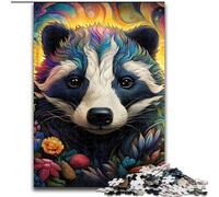 Puzzle 1000 pièces pour Adultes Fleurs de Blaireau en Bois, activité Amusante à Faire à la Maison 50x75cm pour Les fêtes, Les Anniversaires et Les soirées de Jeux en Famille