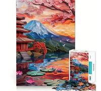 Puzzle 1000 pièces pour Adultes Fleurs de Cerisier Art Japonais Décoration Facile à Installer Jeu d'exercice cérébral Moments de détente et de Plaisir pour Un Anniversaire (50x75cm)