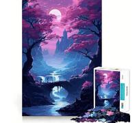 Puzzle 1000 pièces pour Adultes Fleurs de Cerisier Art Japonais Nettoyage Facile Décoration Jeu d'exercice cérébral Moments de détente Jeu Amusant pour Un Anniversaire (38x52cm)