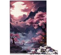 Puzzle 1000 pièces pour Adultes Fleurs de Cerisier et rivière Tranquille Décoration d'intérieur Puzzle 26x38cm Soulagement du Stress Séjour Tuer Le Temps