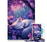 Puzzle 1000 pièces pour Adultes Fleurs de Cerisier Renard Rêve Propre et Facile à Installer Décoration Jouet d'exercice cérébral Moments de détente et de Jeu Amusant pour Un Anniversaire (50x75cm)